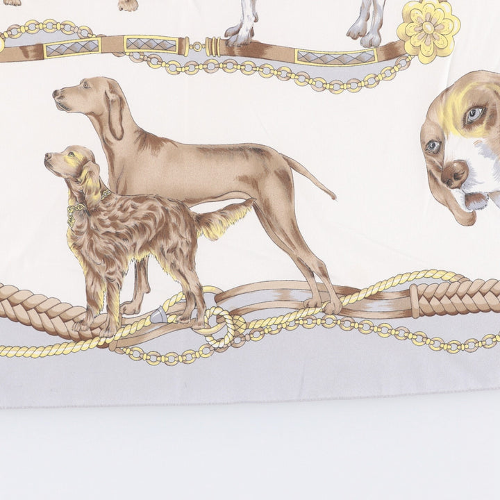 Dog print scarf made in Italy polyester white type Vintage Second Hand