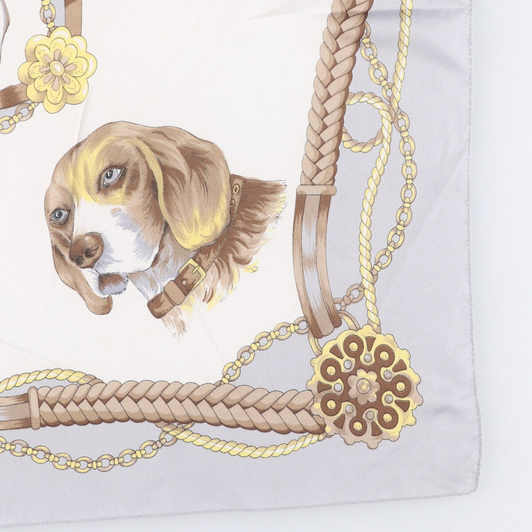Dog print scarf made in Italy polyester white type Vintage Second Hand