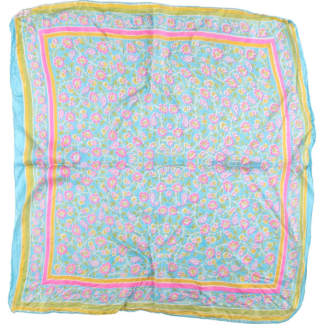 Floral pattern Calfskin silk Blue type light blue Vintage Second Hand