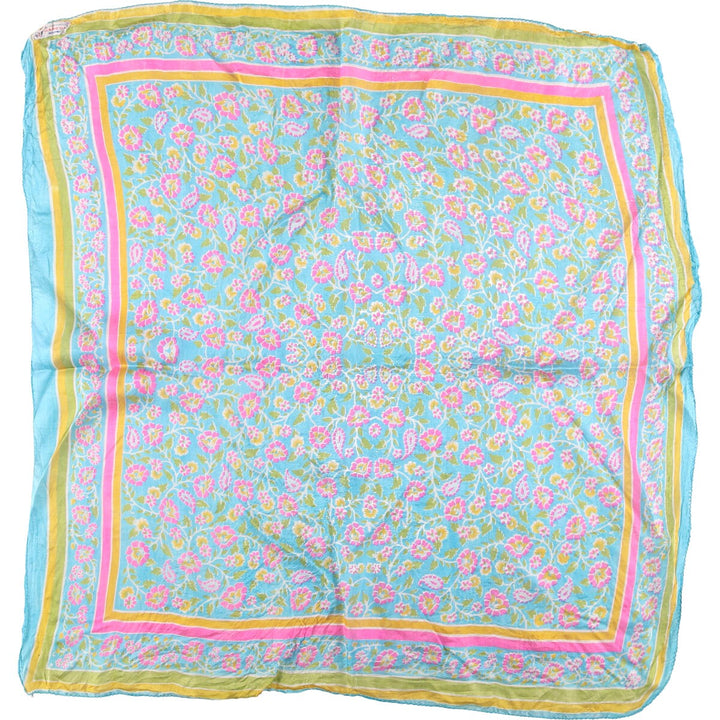 Floral pattern Calfskin silk Blue type light blue Vintage Second Hand
