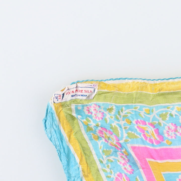 Floral pattern Calfskin silk Blue type light blue Vintage Second Hand