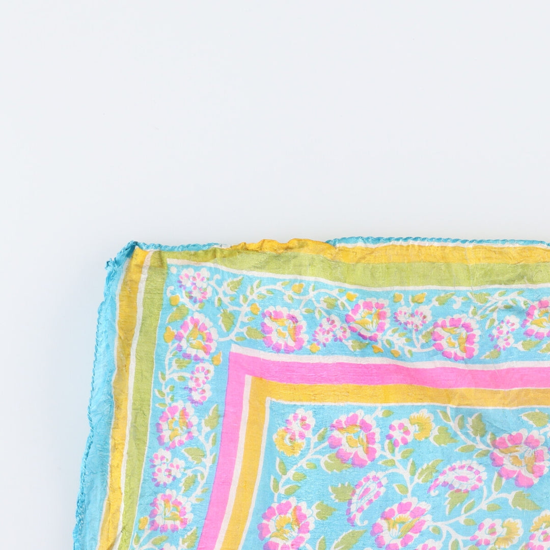 Floral pattern Calfskin silk Blue type light blue Vintage Second Hand