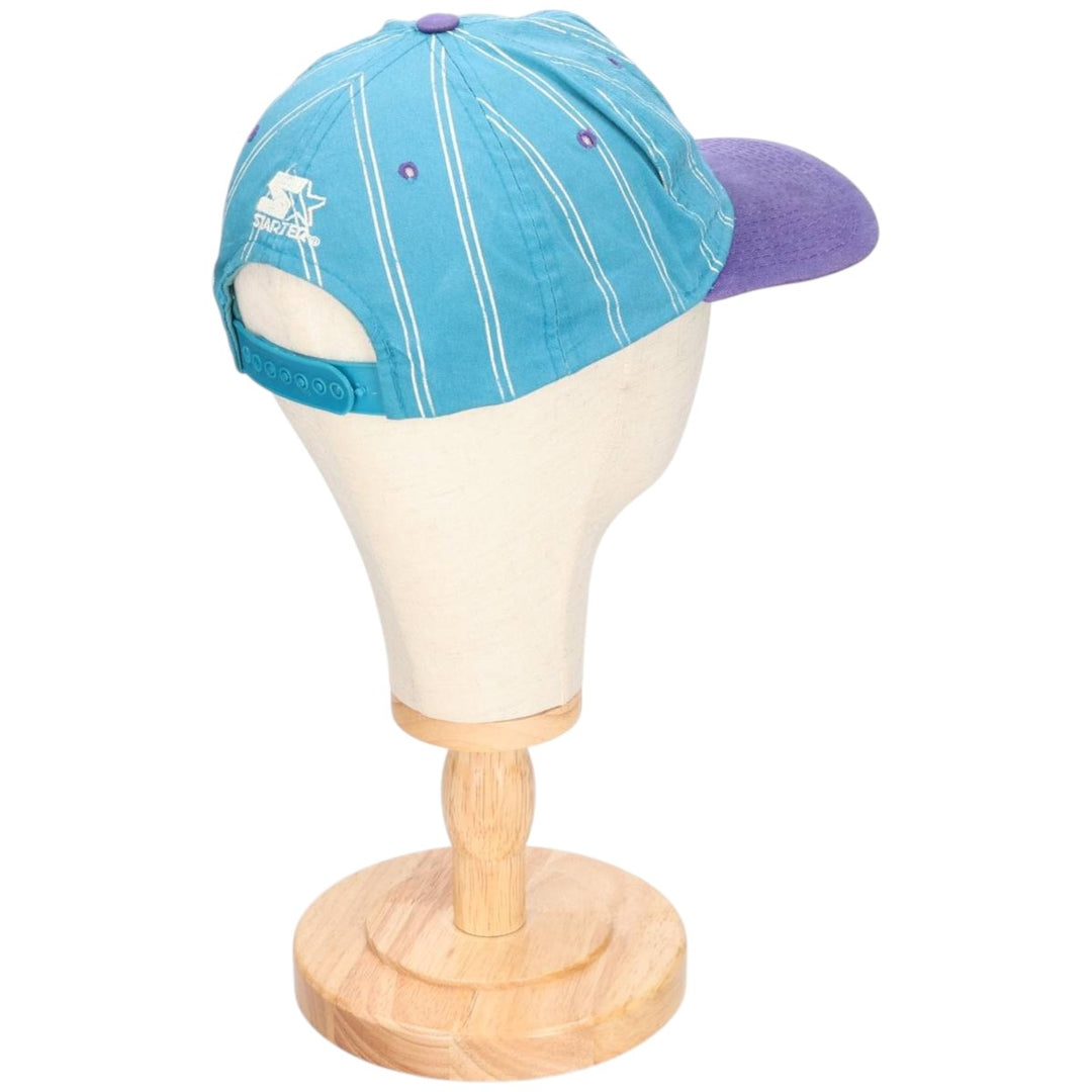 90'S Starter Stripe Pattern NBA Charlotte Hornets Two-Tone Baseball Cap, One Size Fits All cotton purple type Vintage Second Hand