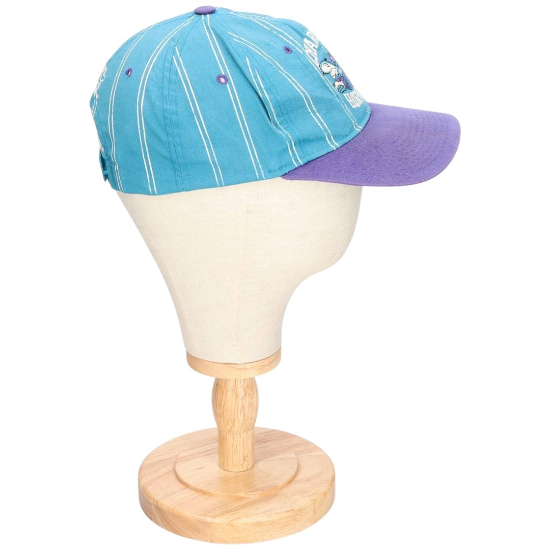 90'S Starter Stripe Pattern NBA Charlotte Hornets Two-Tone Baseball Cap, One Size Fits All cotton purple type Vintage Second Hand