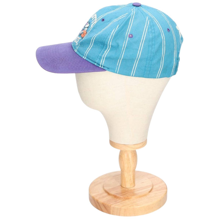 90'S Starter Stripe Pattern NBA Charlotte Hornets Two-Tone Baseball Cap, One Size Fits All cotton purple type Vintage Second Hand