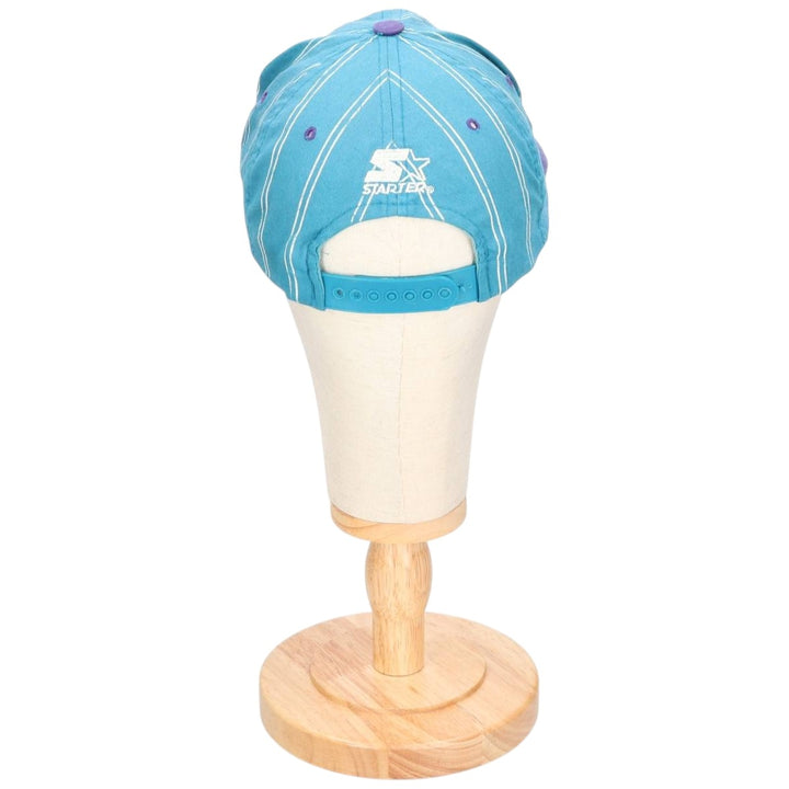 90'S Starter Stripe Pattern NBA Charlotte Hornets Two-Tone Baseball Cap, One Size Fits All cotton purple type Vintage Second Hand