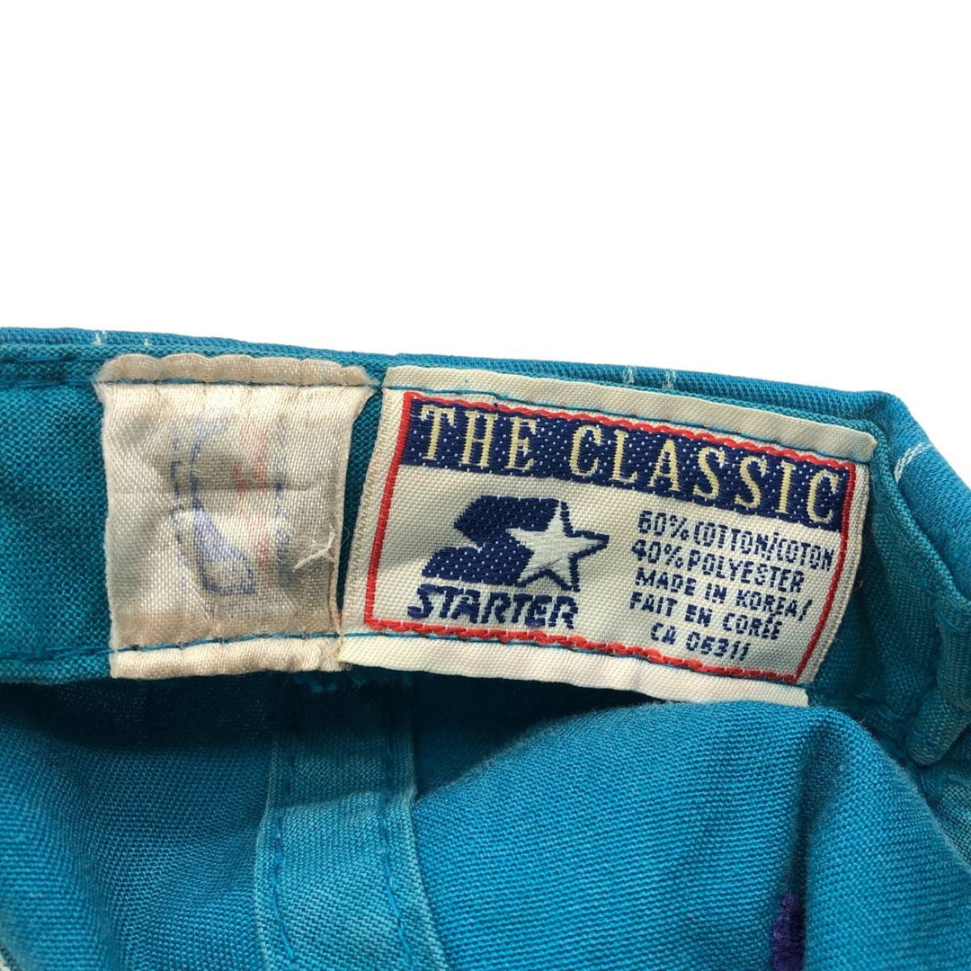 90'S Starter Stripe Pattern NBA Charlotte Hornets Two-Tone Baseball Cap, One Size Fits All cotton purple type Vintage Second Hand