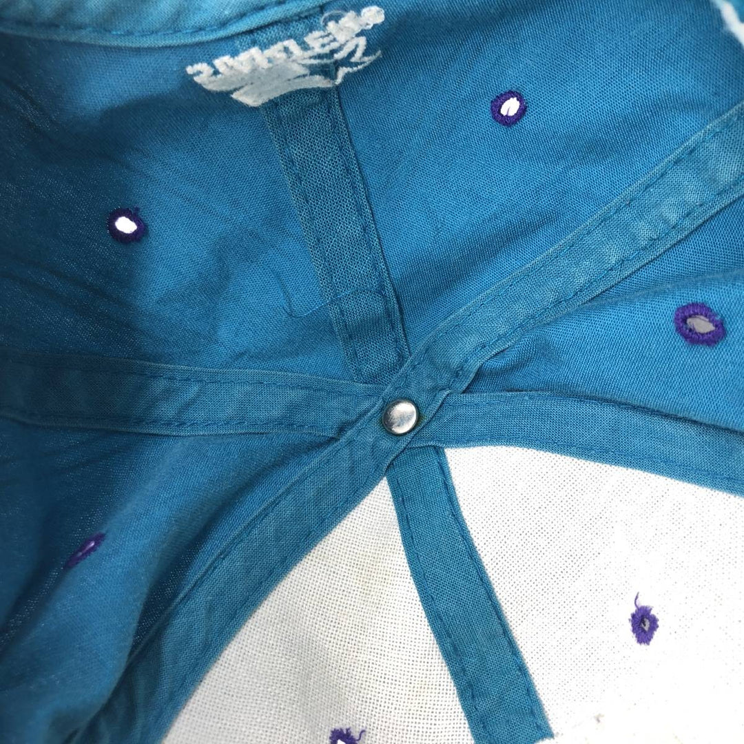 90'S Starter Stripe Pattern NBA Charlotte Hornets Two-Tone Baseball Cap, One Size Fits All cotton purple type Vintage Second Hand