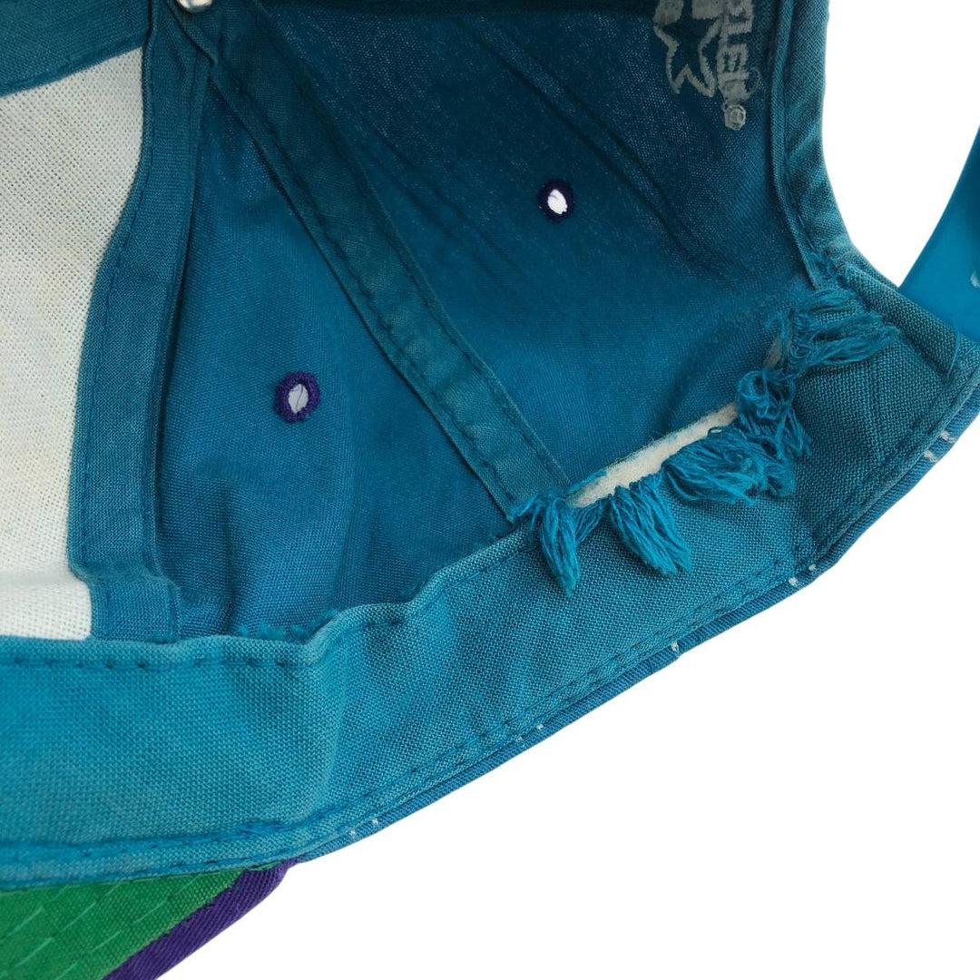 90'S Starter Stripe Pattern NBA Charlotte Hornets Two-Tone Baseball Cap, One Size Fits All cotton purple type Vintage Second Hand