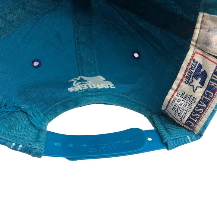 90'S Starter Stripe Pattern NBA Charlotte Hornets Two-Tone Baseball Cap, One Size Fits All cotton purple type Vintage Second Hand