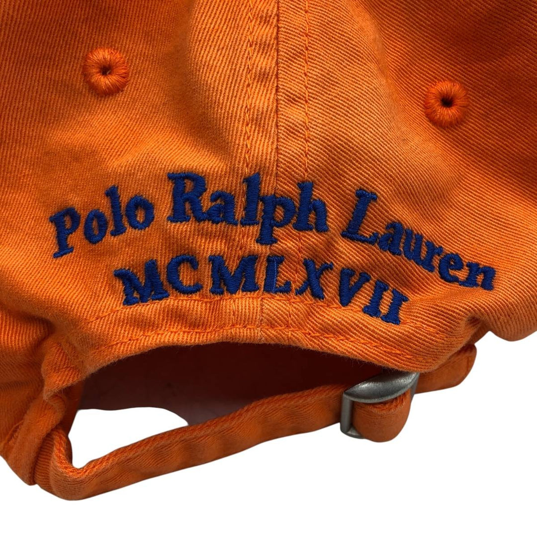 Ralph Lauren POLO by Ralph Lauren Big Pony Baseball Cap, One Size Fits Most cotton orange type Vintage Second Hand