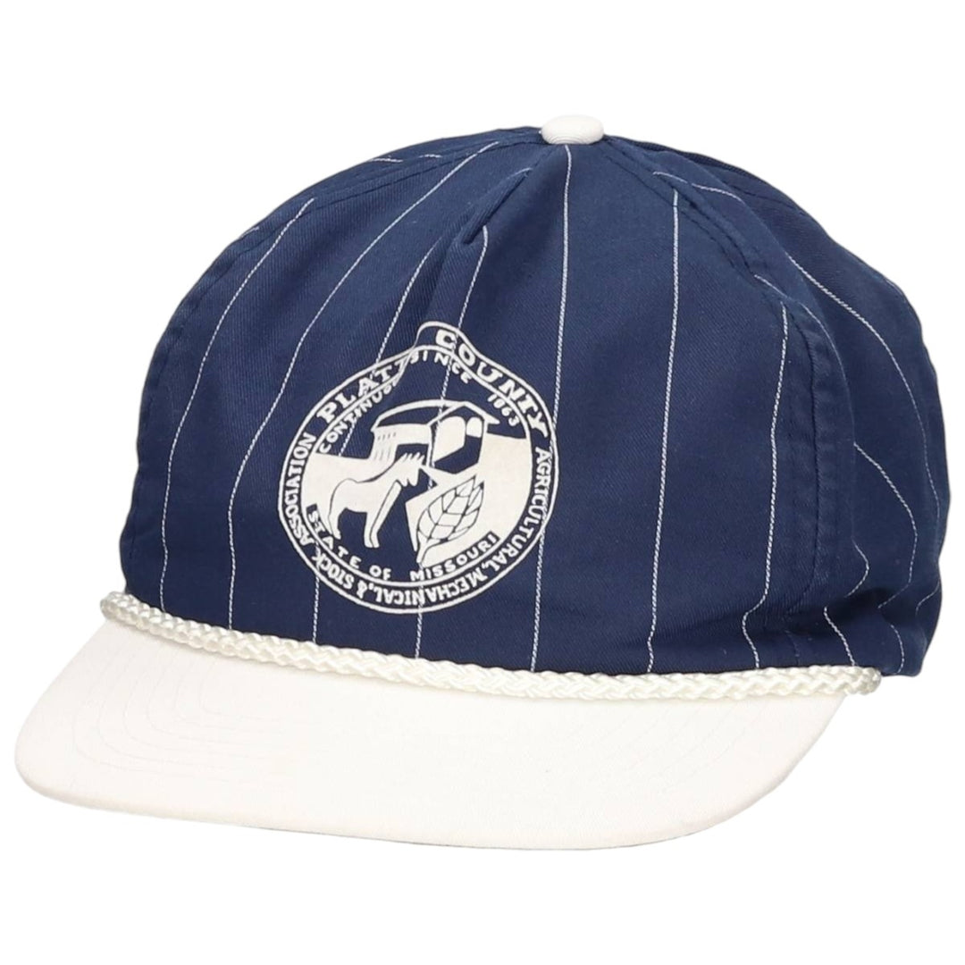 Vintage 80s-90'S SAIN SUN Stripe Pattern Two-Tone Baseball Cap, One Size Fits All unclear navy blue type Vintage Second Hand