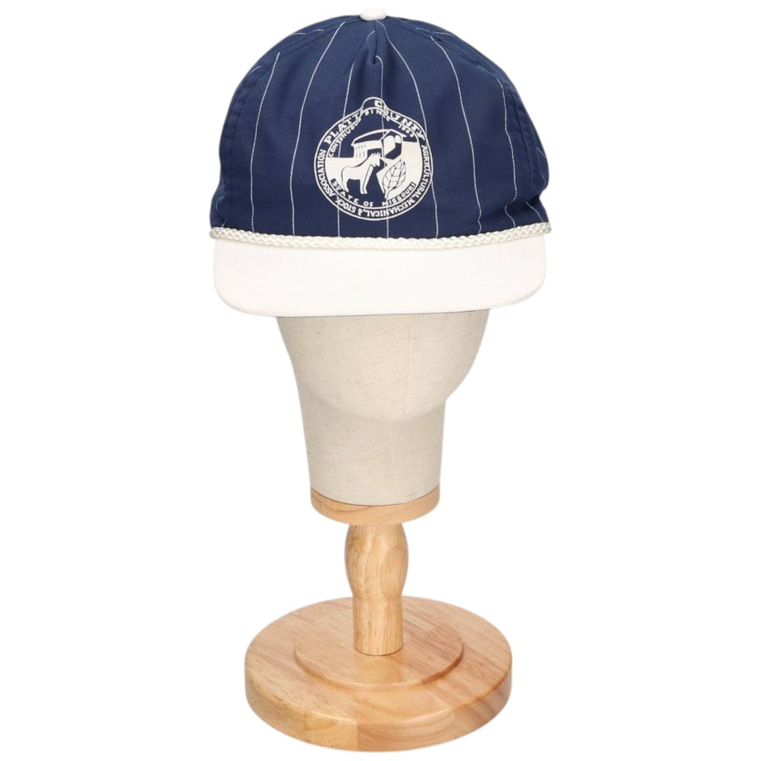 Vintage 80s-90'S SAIN SUN Stripe Pattern Two-Tone Baseball Cap, One Size Fits All unclear navy blue type Vintage Second Hand