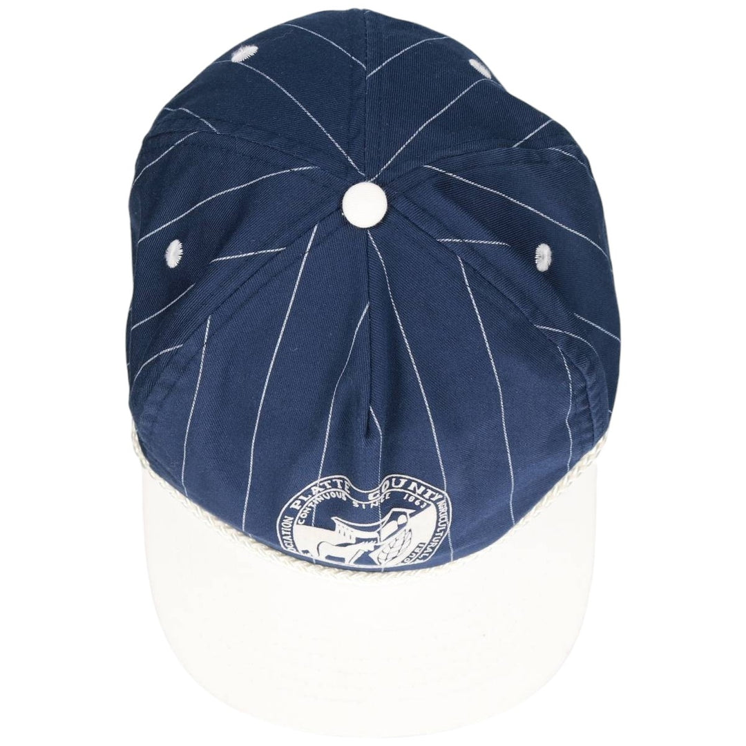 Vintage 80s-90'S SAIN SUN Stripe Pattern Two-Tone Baseball Cap, One Size Fits All unclear navy blue type Vintage Second Hand