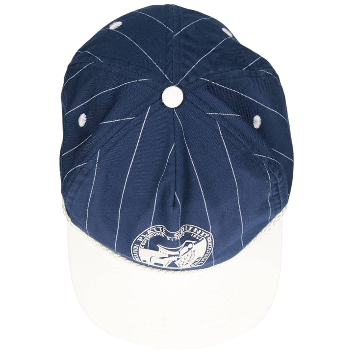 Vintage 80s-90'S SAIN SUN Stripe Pattern Two-Tone Baseball Cap, One Size Fits All unclear navy blue type Vintage Second Hand