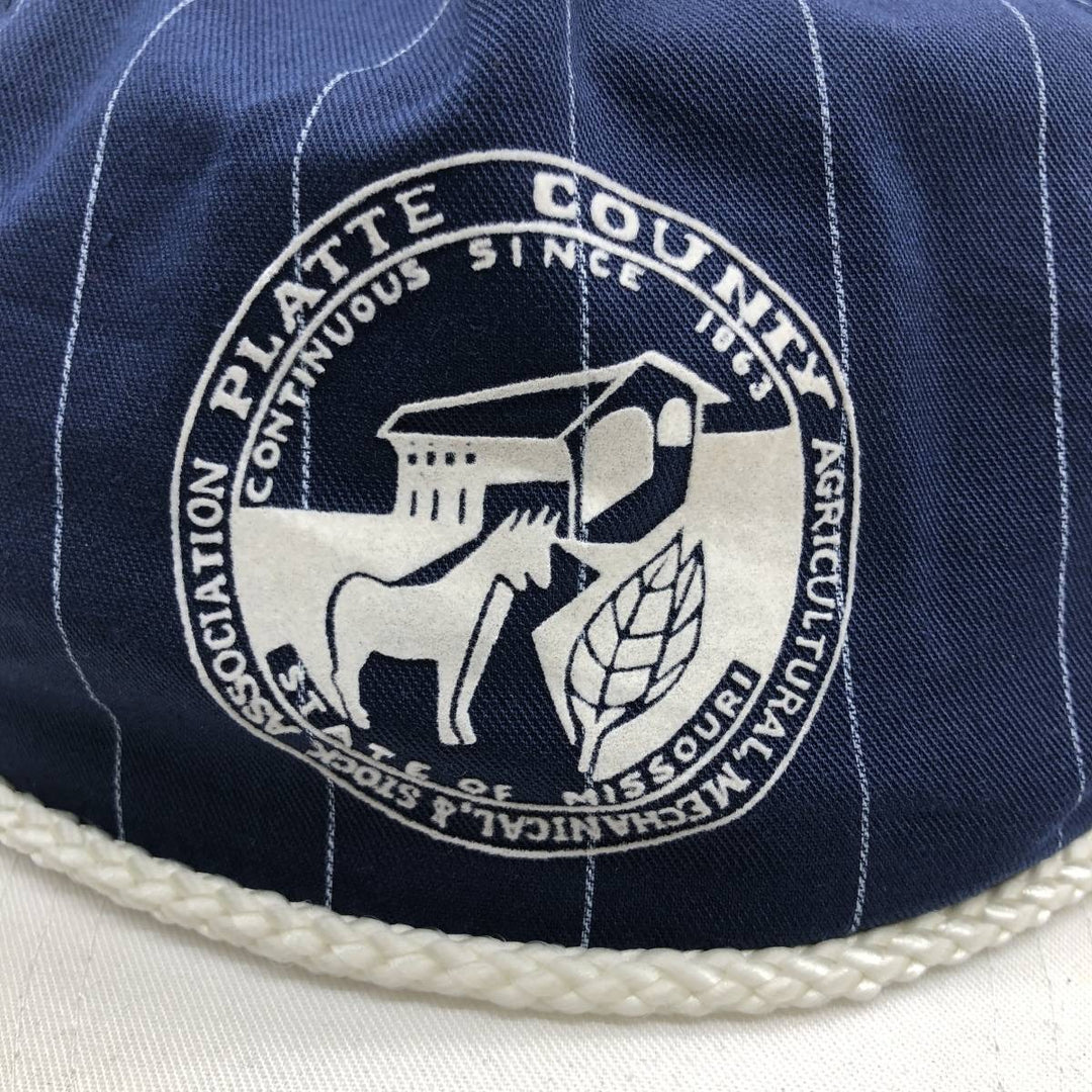 Vintage 80s-90'S SAIN SUN Stripe Pattern Two-Tone Baseball Cap, One Size Fits All unclear navy blue type Vintage Second Hand