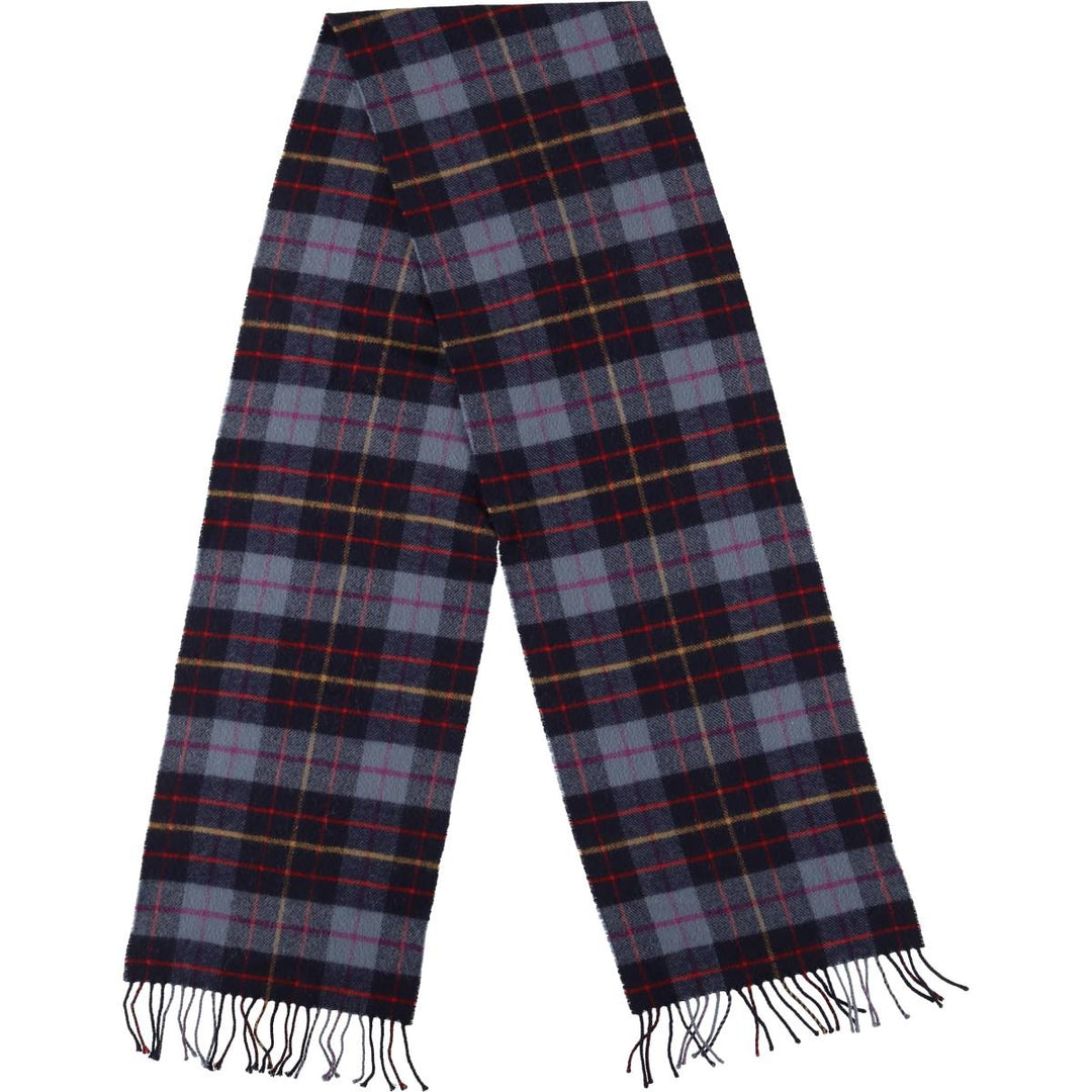 Johnstons Check Pattern Cashmere Blend Wool Scarf Merino wool navy blue type Vintage Second Hand