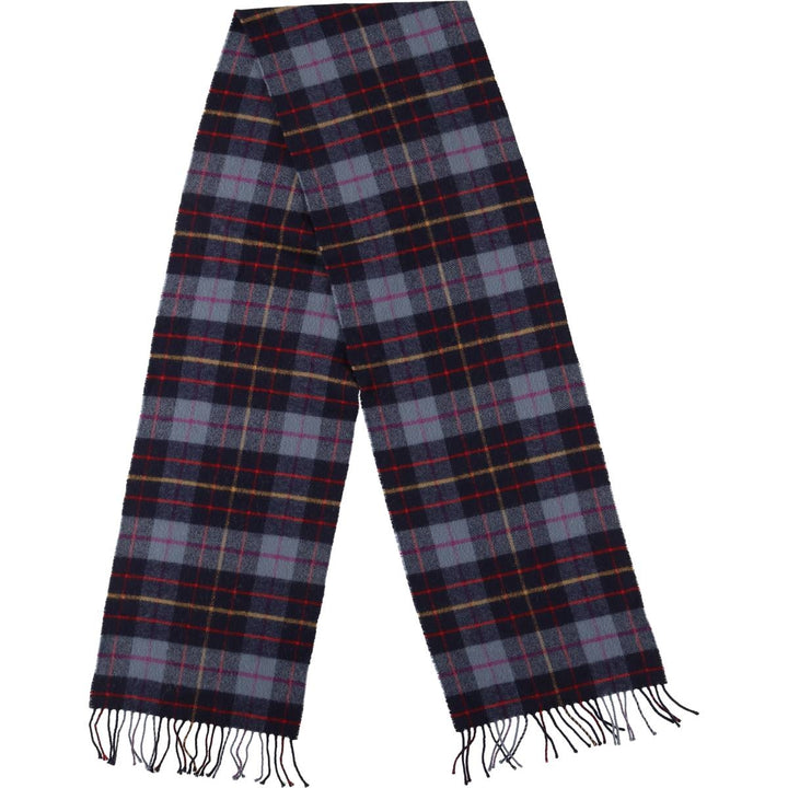 Johnstons Check Pattern Cashmere Blend Wool Scarf Merino wool navy blue type Vintage Second Hand