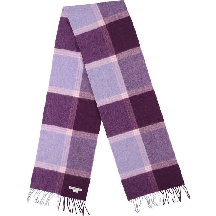 Johnstons Check Pattern Cashmere Scarf Cashmere purple type Vintage Second Hand