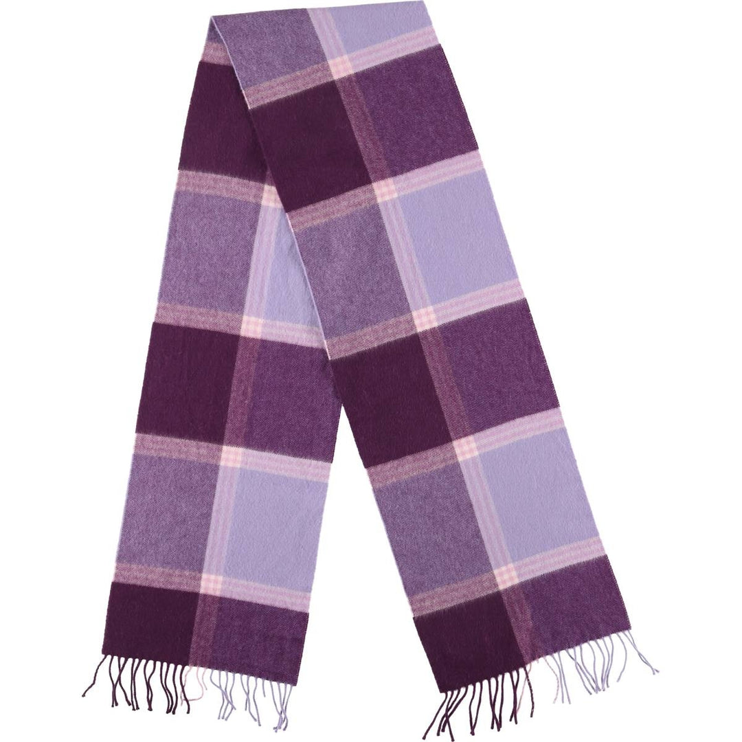 Johnstons Check Pattern Cashmere Scarf Cashmere purple type Vintage Second Hand