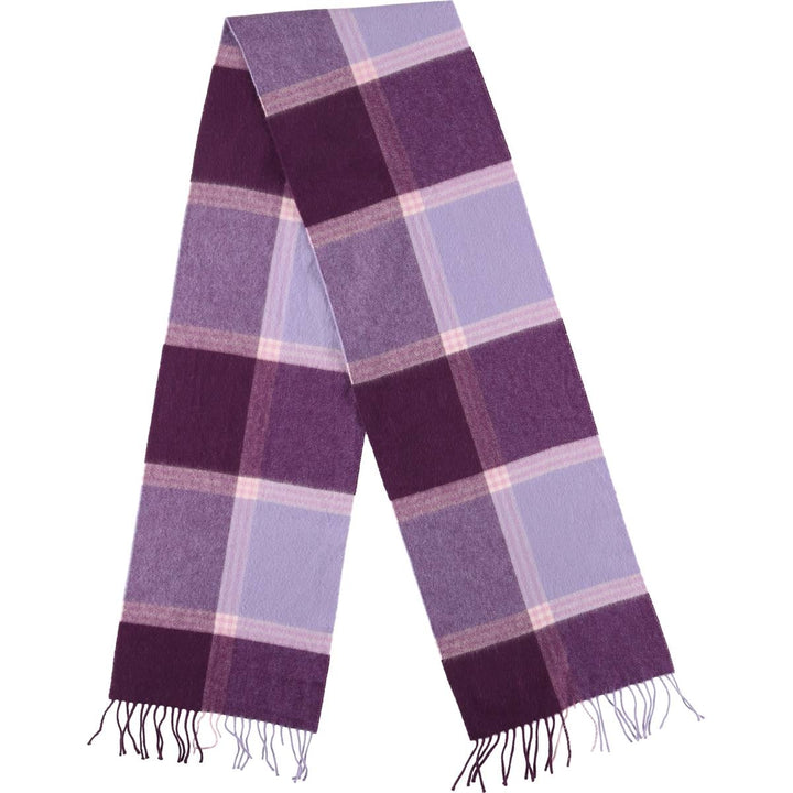 Johnstons Check Pattern Cashmere Scarf Cashmere purple type Vintage Second Hand