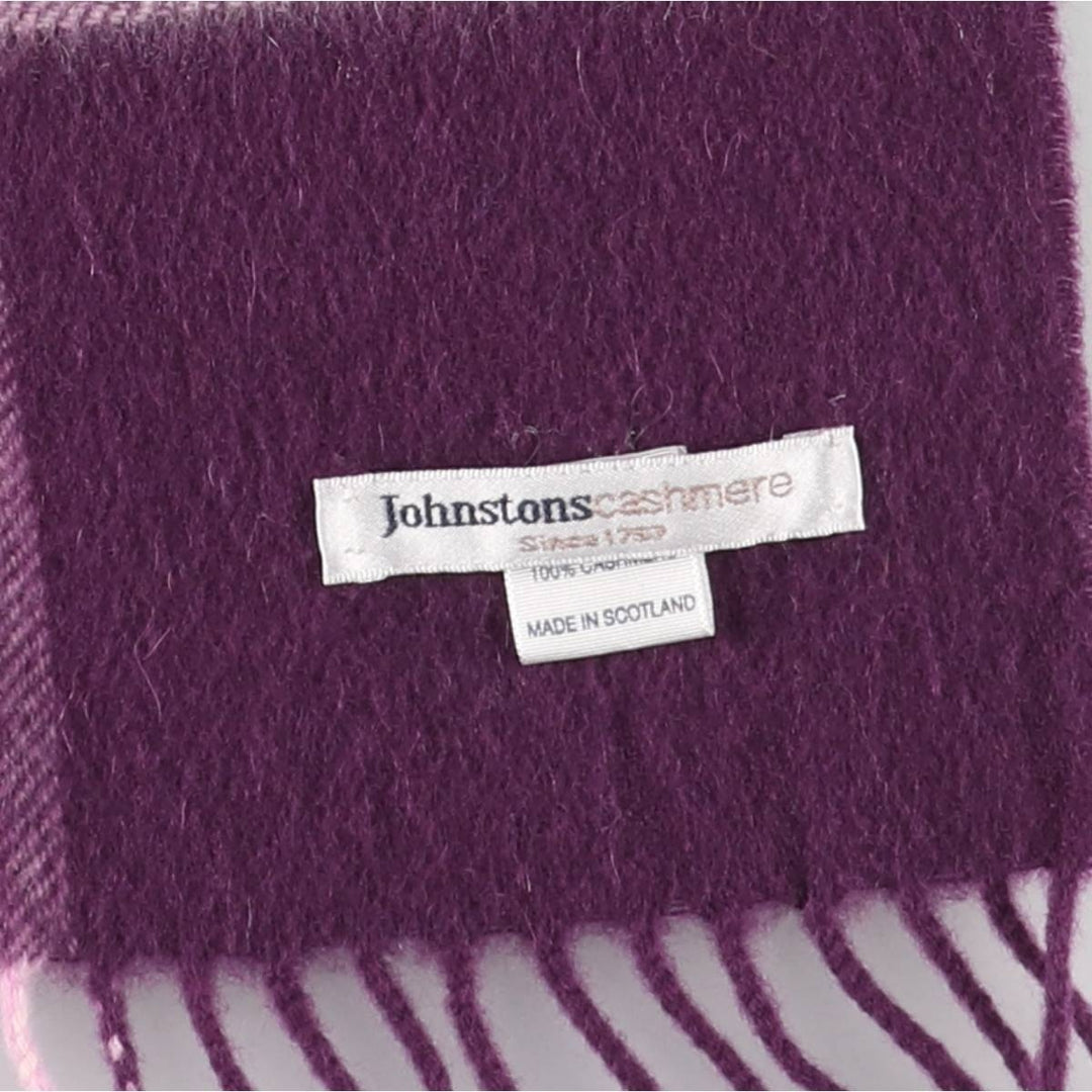 Johnstons Check Pattern Cashmere Scarf Cashmere purple type Vintage Second Hand