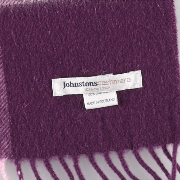 Johnstons Check Pattern Cashmere Scarf Cashmere purple type Vintage Second Hand