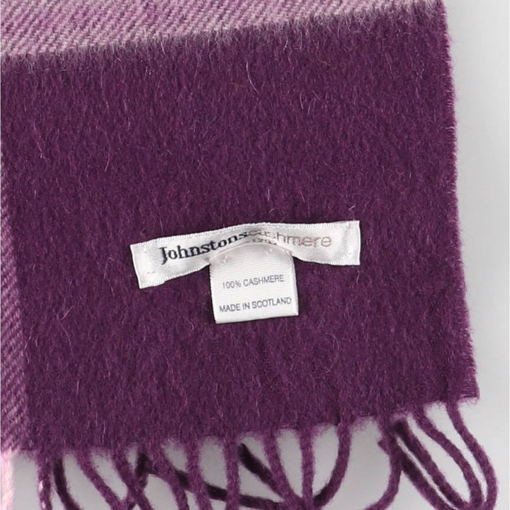 Johnstons Check Pattern Cashmere Scarf Cashmere purple type Vintage Second Hand