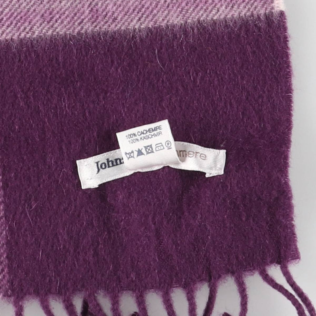 Johnstons Check Pattern Cashmere Scarf Cashmere purple type Vintage Second Hand