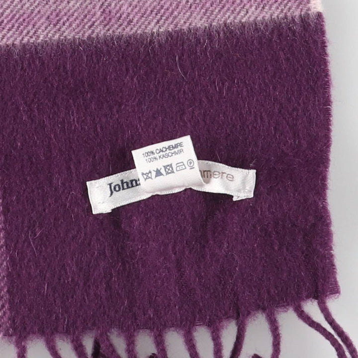 Johnstons Check Pattern Cashmere Scarf Cashmere purple type Vintage Second Hand