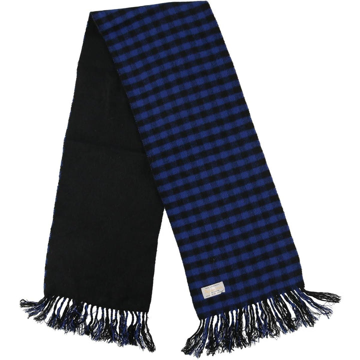 Aquascutum Check Pattern Wool Scarf, Made in the UK wool blue type Vintage Second Hand