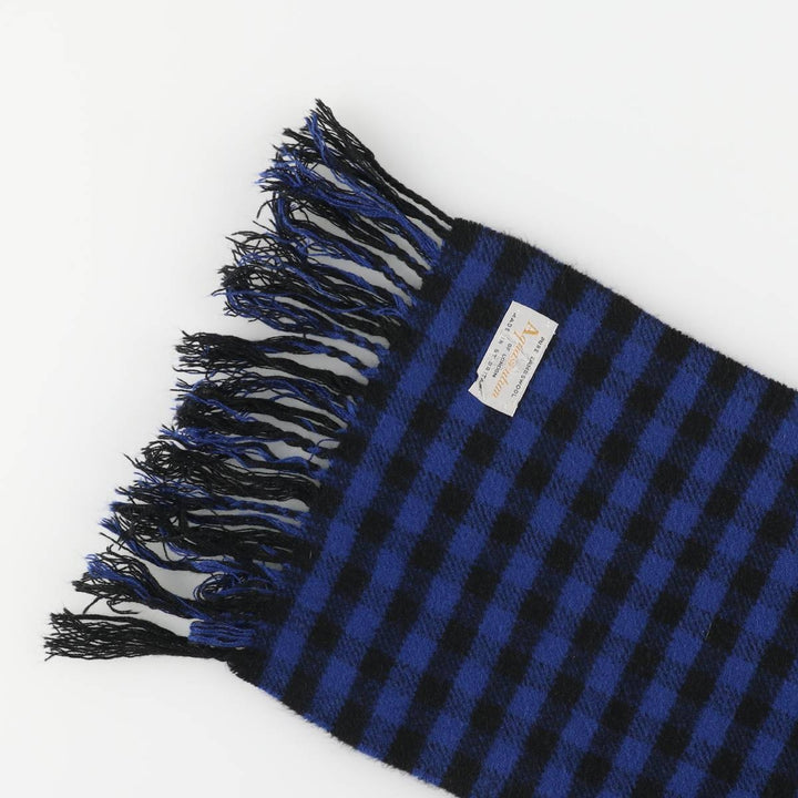 Aquascutum Check Pattern Wool Scarf, Made in the UK wool blue type Vintage Second Hand