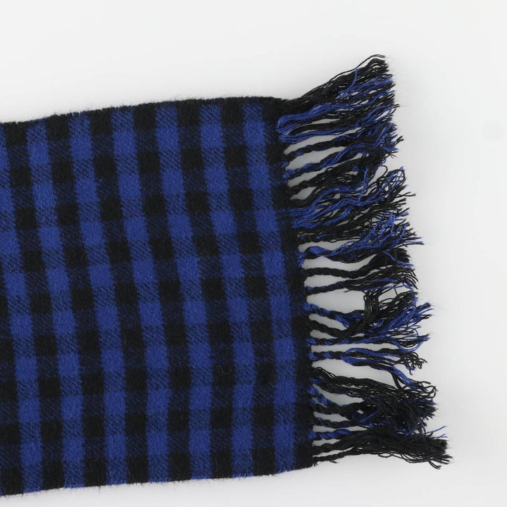 Aquascutum Check Pattern Wool Scarf, Made in the UK wool blue type Vintage Second Hand