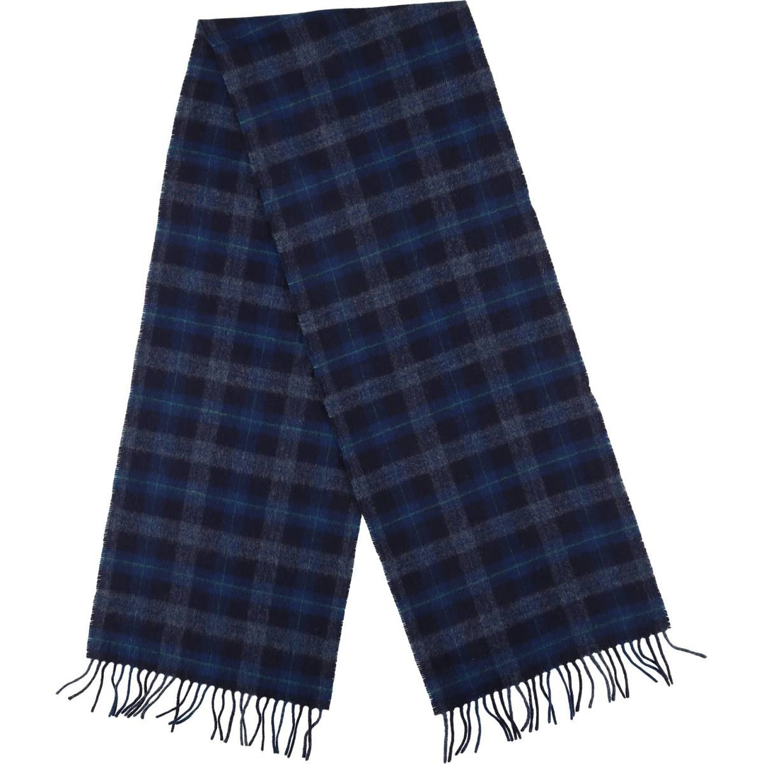 Vintage 80s-90'S Lacoste Chemise Check Pattern Wool Scarf wool navy blue type Vintage Second Hand