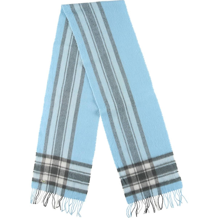 Lacoste Check Pattern Cashmere Blend Wool Scarf wool Blue type light blue Vintage Second Hand