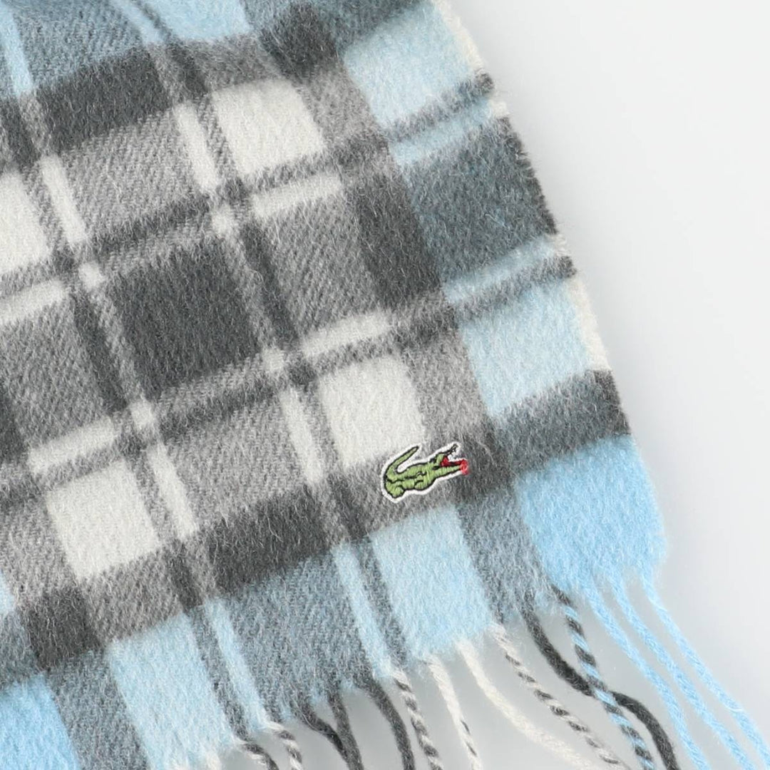 Lacoste Check Pattern Cashmere Blend Wool Scarf wool Blue type light blue Vintage Second Hand