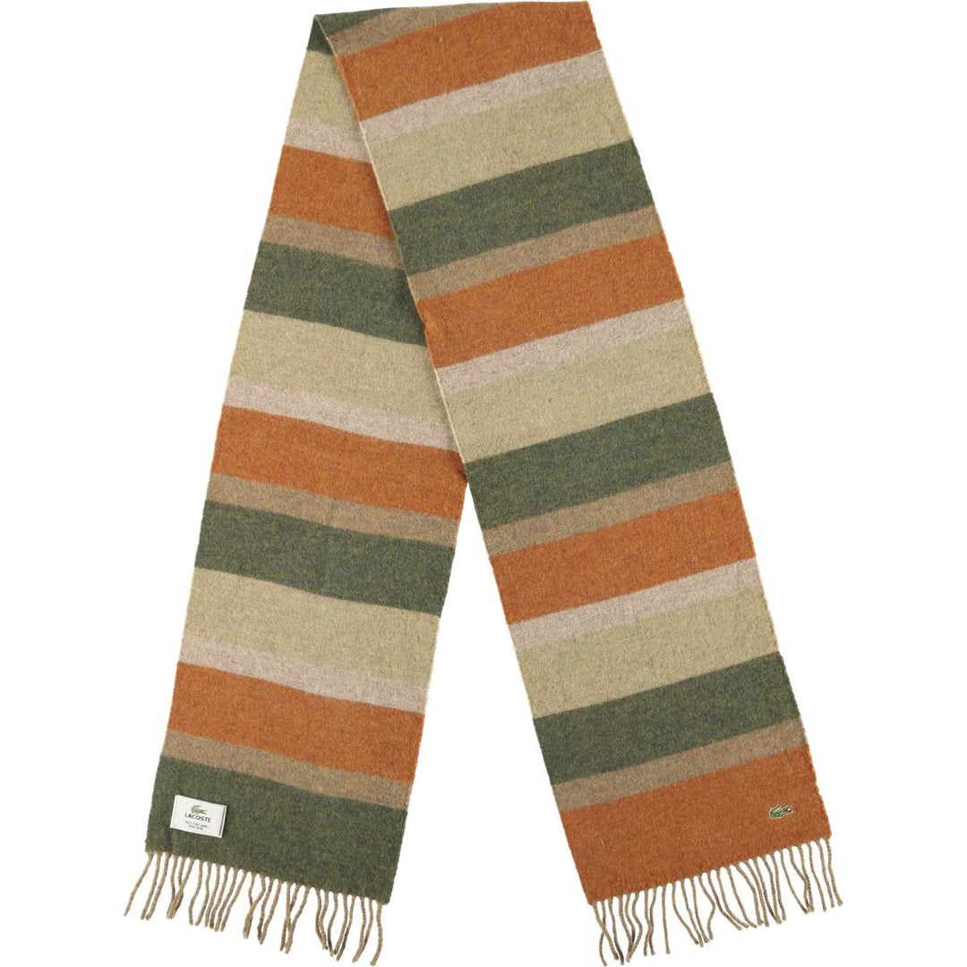Lacoste Border Pattern Wool Scarf wool orange type Vintage Second Hand