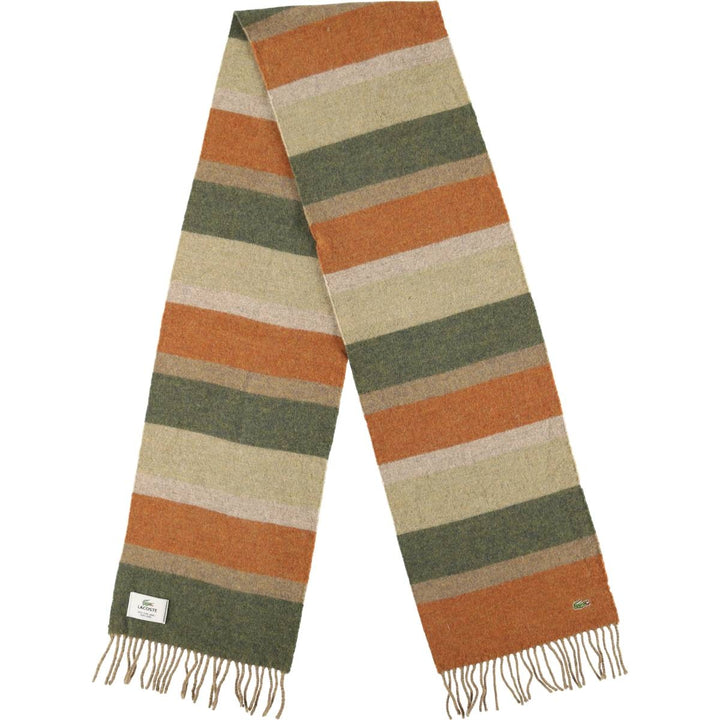 Lacoste Border Pattern Wool Scarf wool orange type Vintage Second Hand