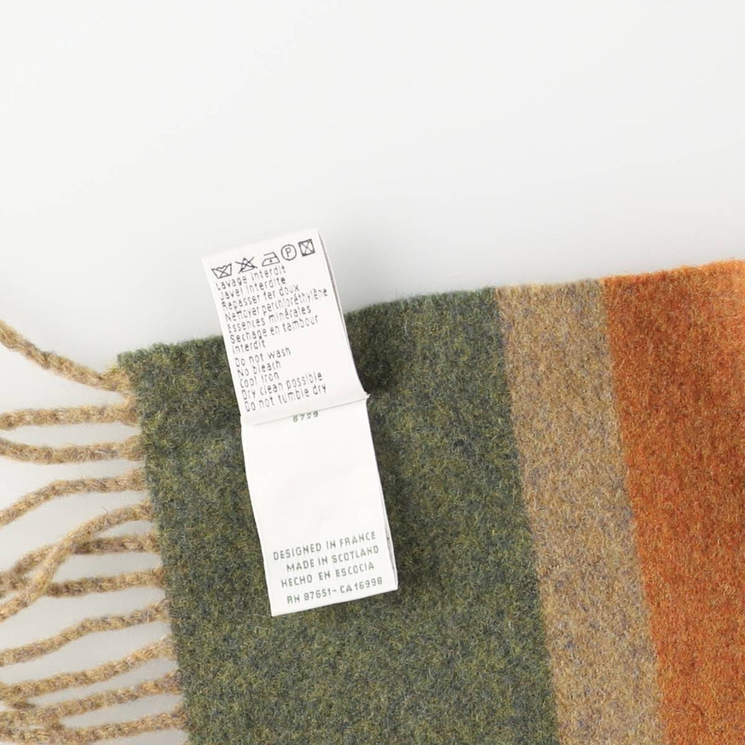 Lacoste Border Pattern Wool Scarf wool orange type Vintage Second Hand
