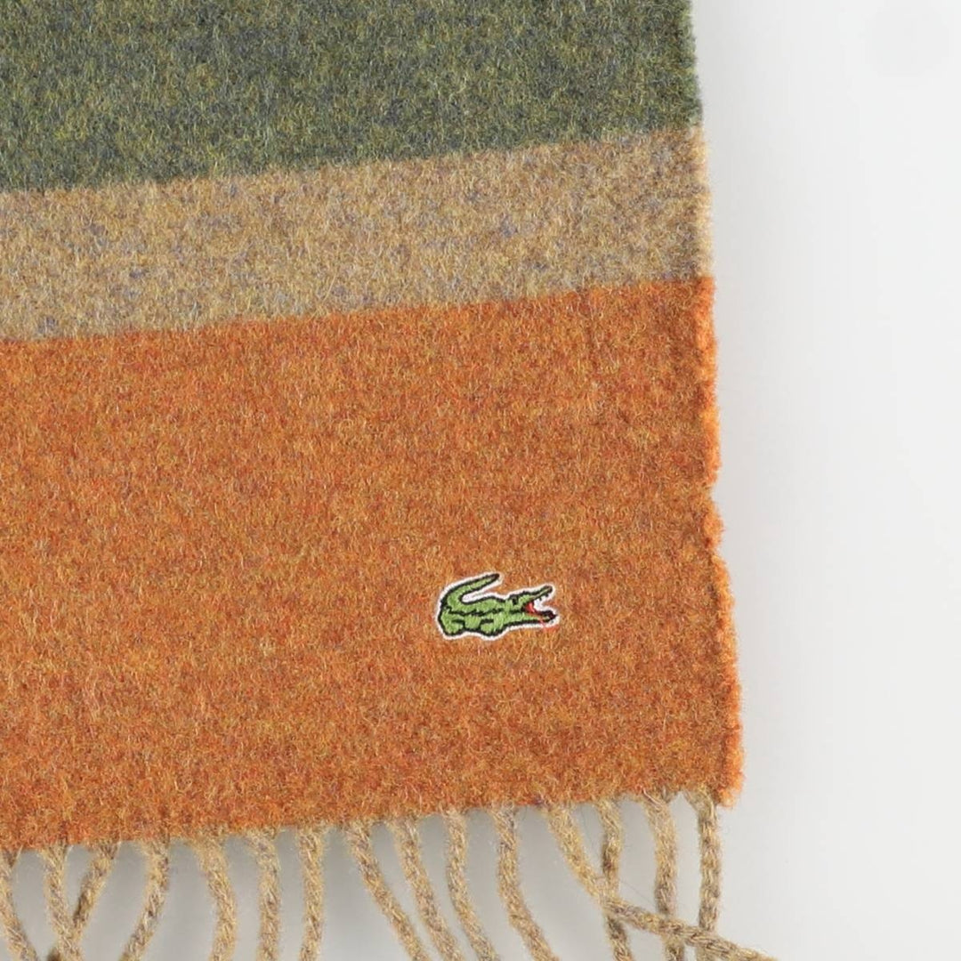 Lacoste Border Pattern Wool Scarf wool orange type Vintage Second Hand