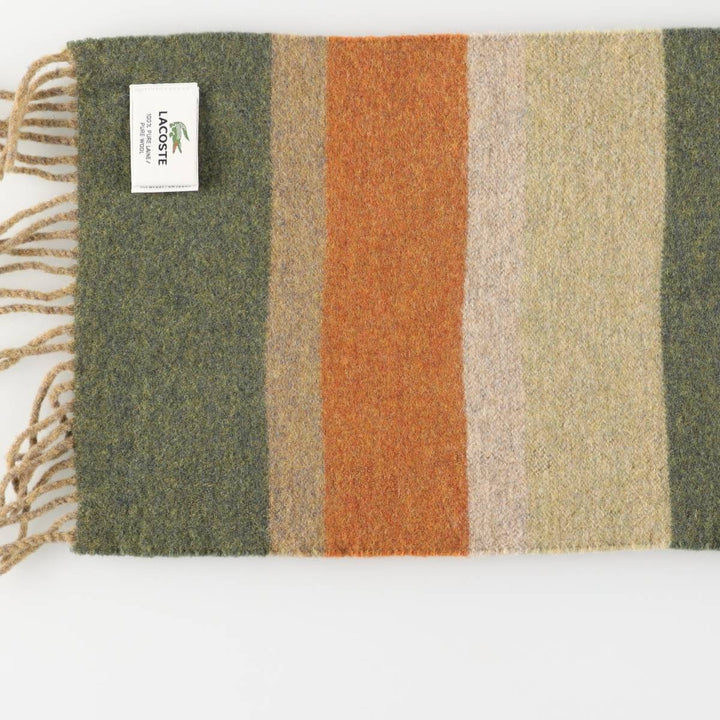Lacoste Border Pattern Wool Scarf wool orange type Vintage Second Hand