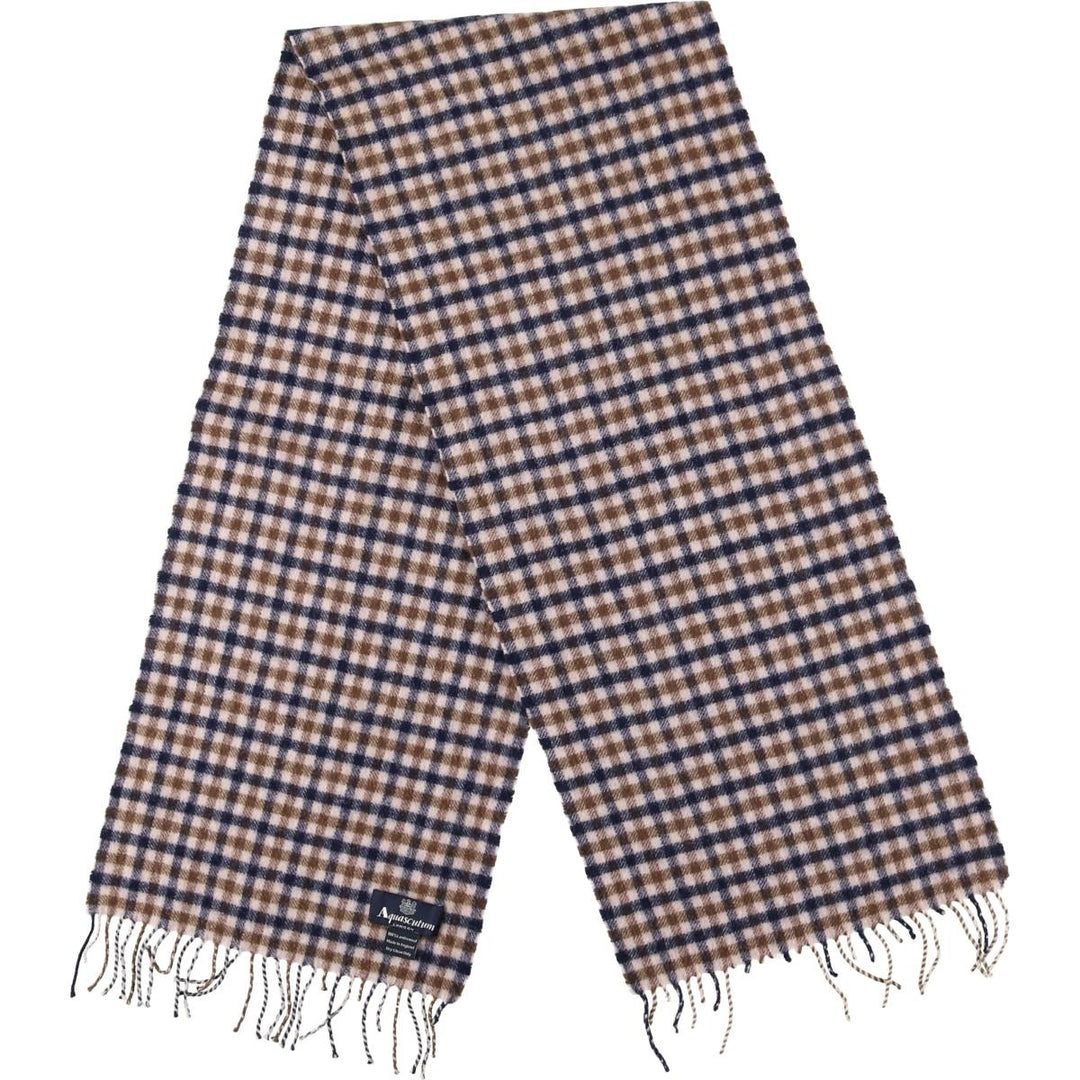 Aquascutum Check Pattern Wool Scarf, Made in the UK wool brown type Vintage Second Hand