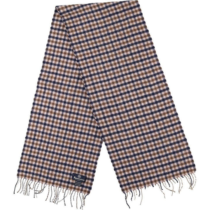 Aquascutum Check Pattern Wool Scarf, Made in the UK wool brown type Vintage Second Hand