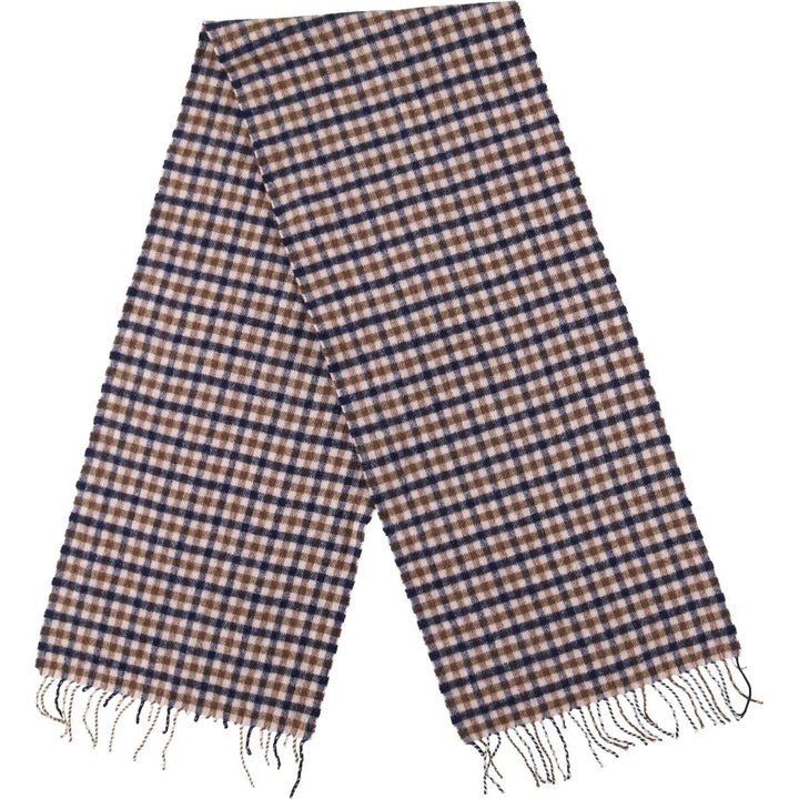 Aquascutum Check Pattern Wool Scarf, Made in the UK wool brown type Vintage Second Hand