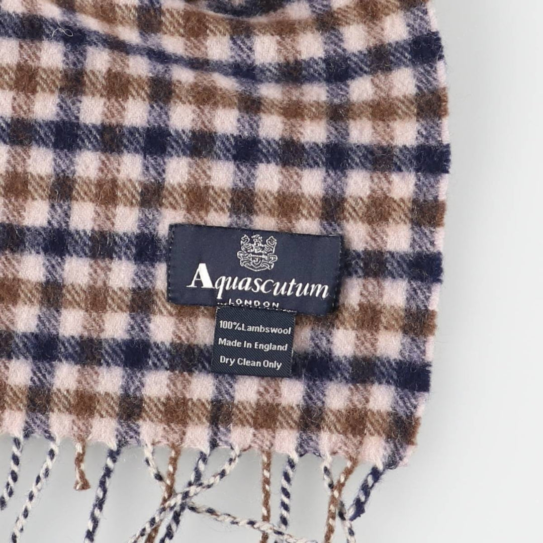 Aquascutum Check Pattern Wool Scarf, Made in the UK wool brown type Vintage Second Hand