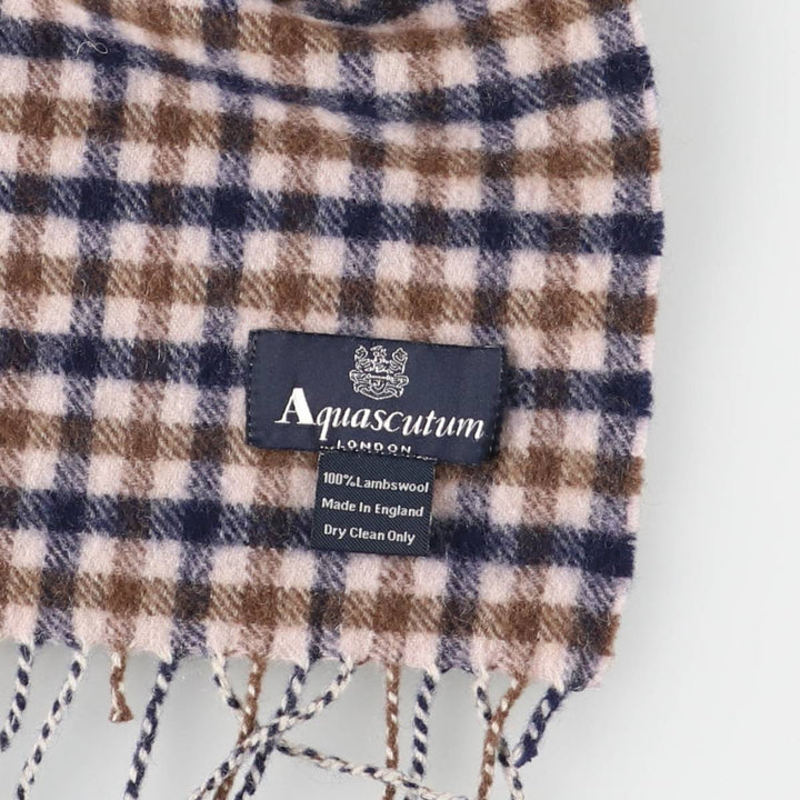 Aquascutum Check Pattern Wool Scarf, Made in the UK wool brown type Vintage Second Hand