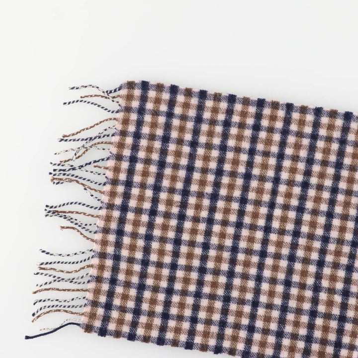 Aquascutum Check Pattern Wool Scarf, Made in the UK wool brown type Vintage Second Hand