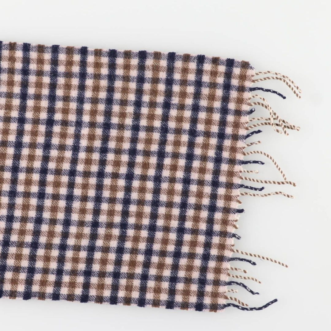 Aquascutum Check Pattern Wool Scarf, Made in the UK wool brown type Vintage Second Hand