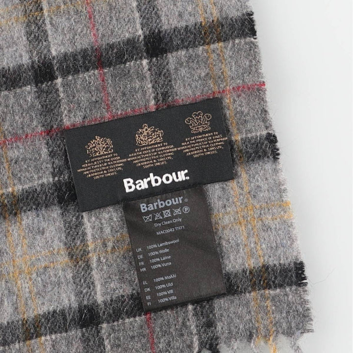 Barbour Check Pattern Wool Scarf, Made in England wool gray type Vintage Second Hand