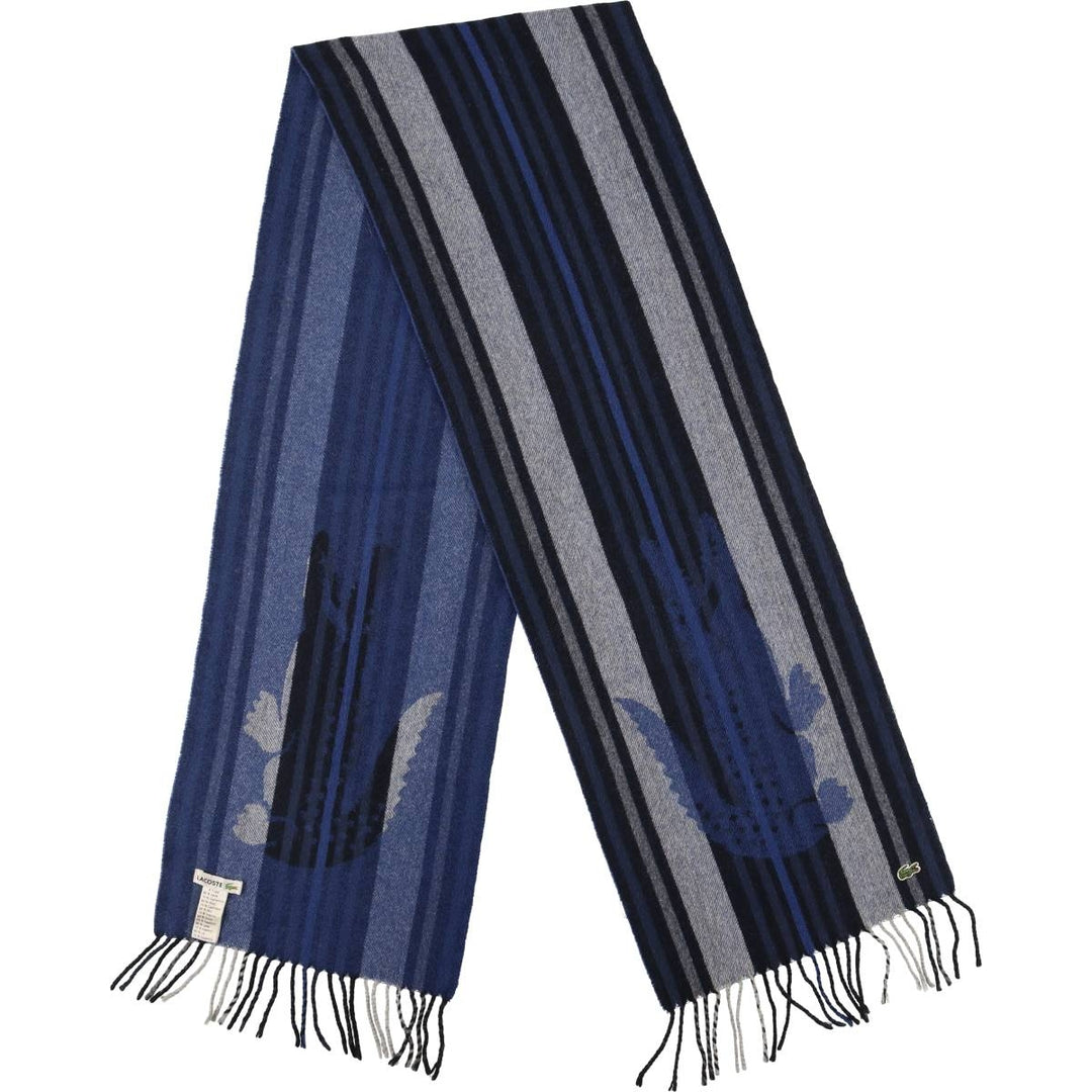 Lacoste Striped Pattern Cashmere Blend Wool Scarf Cashmere blue type Vintage Second Hand